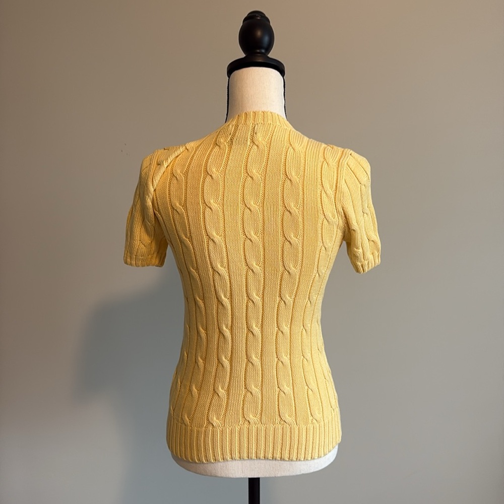 Ralph Lauren Yellow Cable Knit Short Sleeve Tee - Picture 4 of 9
